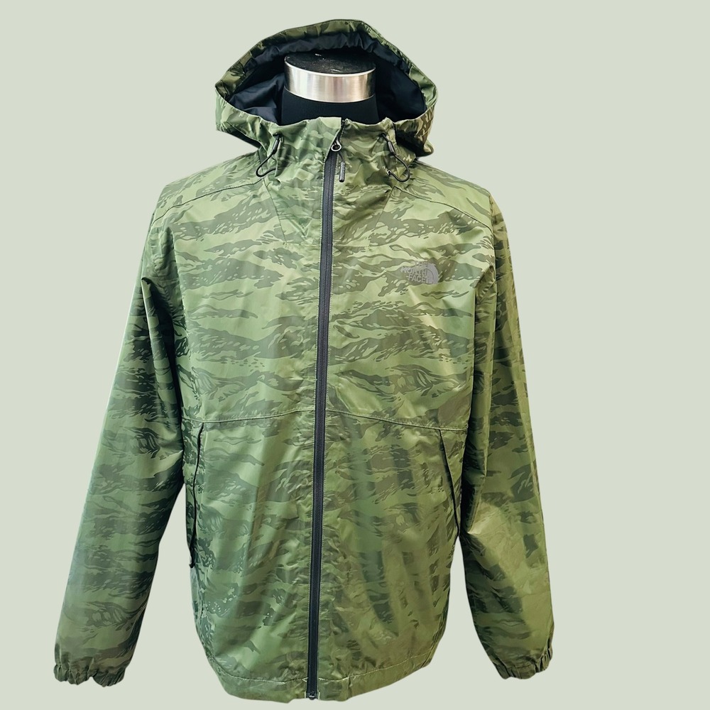 The North Face Camo Green Dry Vent Full Zip Hooded WindBreaker rain Jacket XL